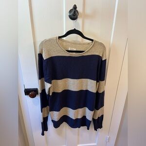 Life/After/Denim Wool Blend Stripe Navy Blue Sweater Size Large